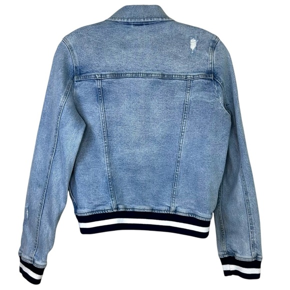 Pistola - Women’s ‘Brando’ Distressed, Bomber Denim Jacket, Trim - Blue, Medium - Picture 5 of 16